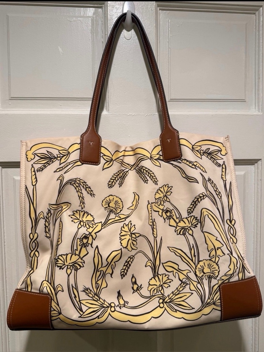 Pre-Loved Tory Burch Ella Printed Tote - Morning Crane Special Edition